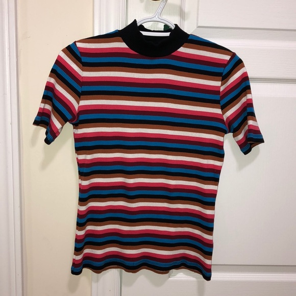 💕💈Multicoloured Striped Ribbed Tee💈💕 - Picture 3 of 3